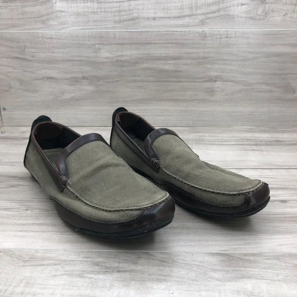 Robert Wayne Driving Loafers Mens 7 Green Canvas Slip On Casual Shoes